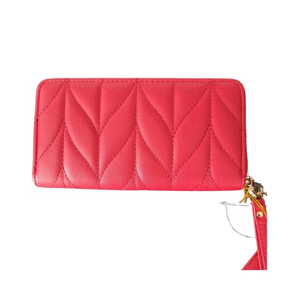 Bebe Quilted Red Zip Wallet & Card Holder Wristlet Set New - Picture 3 of 6